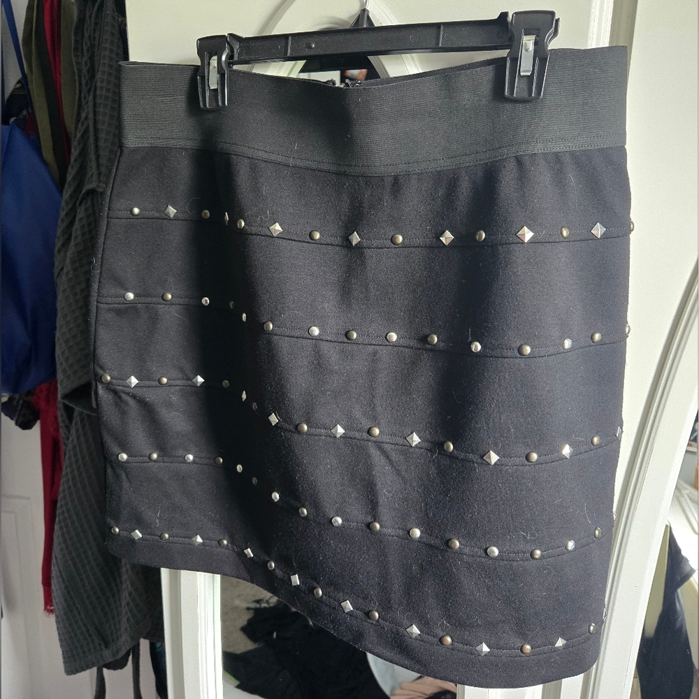 Allen B. By Allen Schwartz Black Mini Skirt with Silver Accents